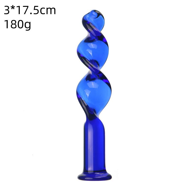 VaHppy Glass Anal Plugs Pink/Blue 3.2-4cm Coarse Thread Anal Extension Training Stimulation Adult Sex Toys For Gay Girl Masturba
