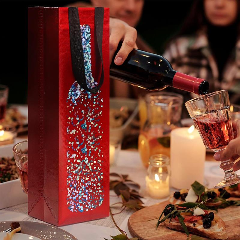 Vinpåse Non-Woven Tyg Tote Flaska Vinbärväska Vadderad Vinkylare Gåva Till Vinälskare Eller Bröllop