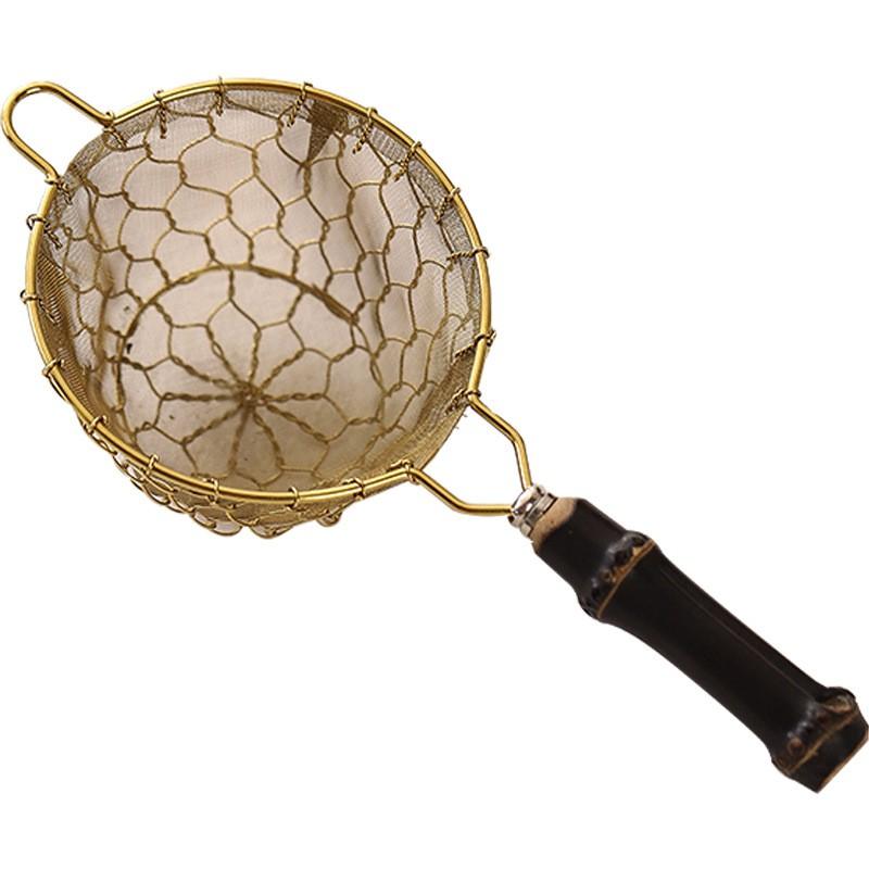 Japanese Style 304 Stainless Steel Tea Strainer With Bamboo Handle Handwoven Mesh Filter Loose Leaf Brewing