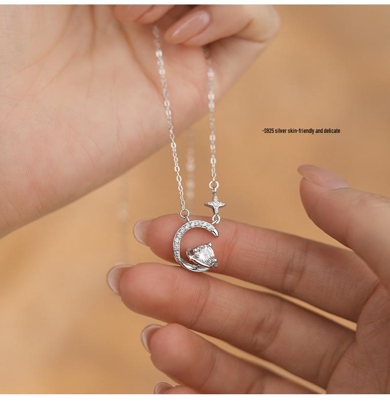 Halskette mit Anhänger Kleine Taille aus S999 Reinsilber im koreanischen Stil - Damen Exquisite Leichte Luxus Schlüsselbeinkette