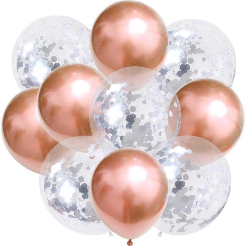 Birthday & Ceremony Decoration Balloon Set: Metallic Sequins, Table & Ground Floating Balloons.