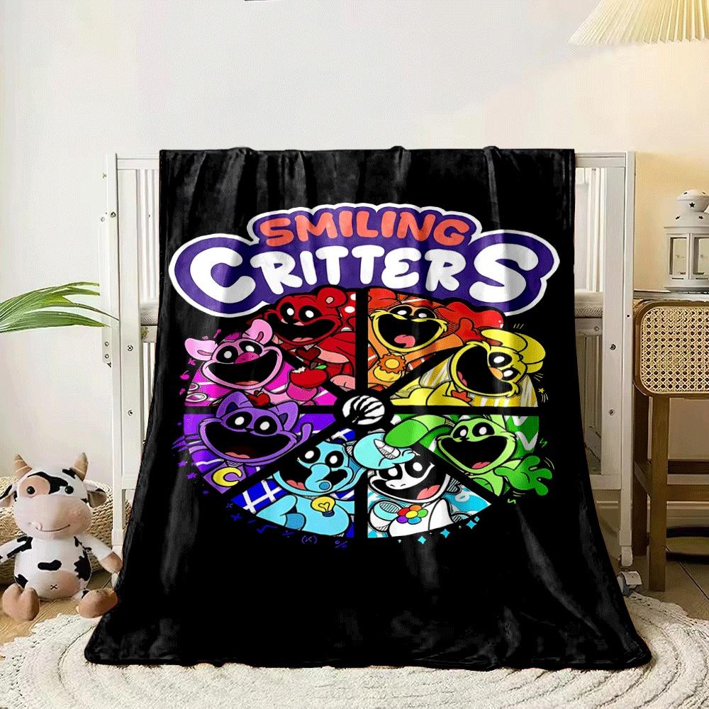 Brightly colored cartoon animals in a circular segmented arrangement. for all seasons blanket lunch break throw gift 80cm x 120cm