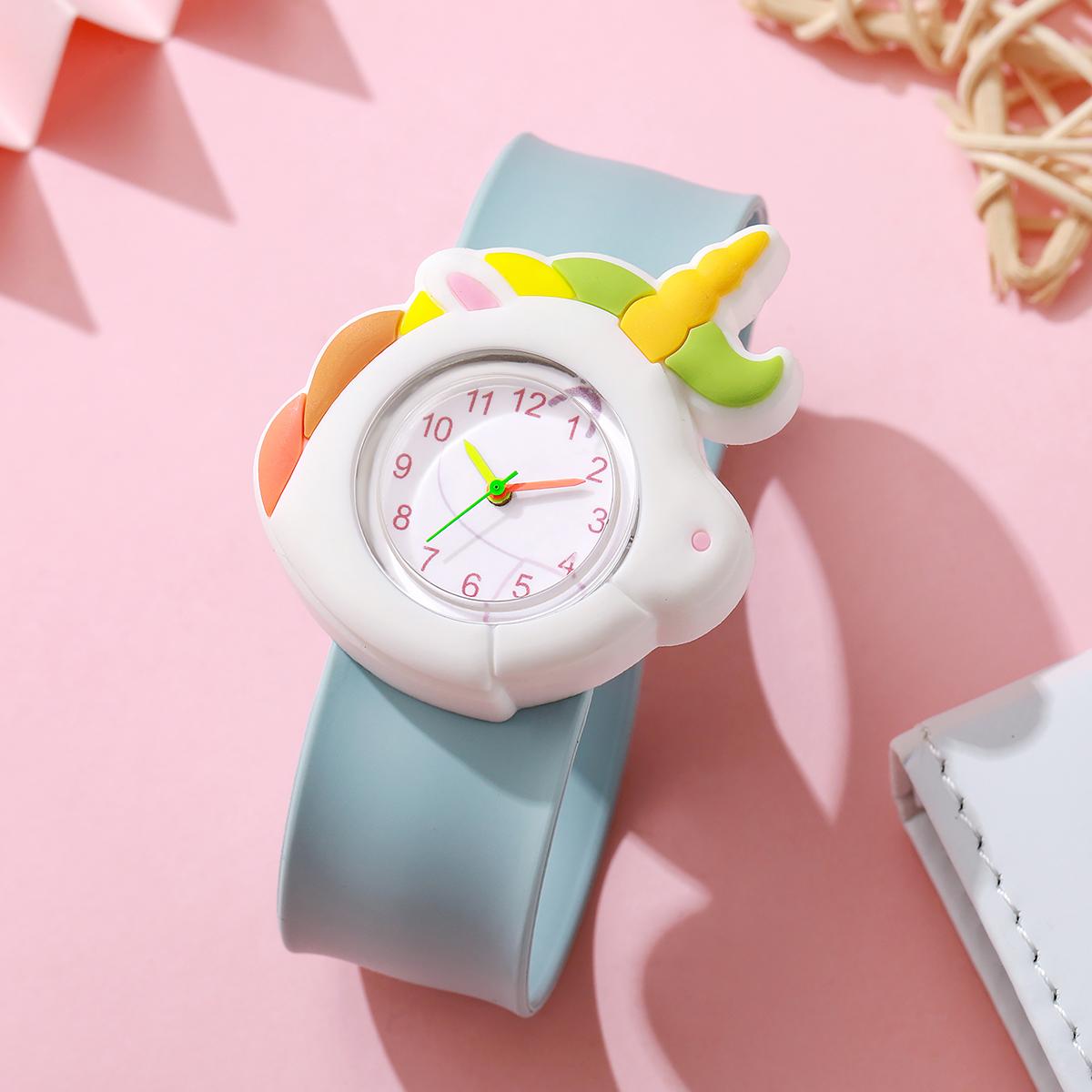 New cute fashion leisure childlike dial pointer style silicone strap watch for students синий
