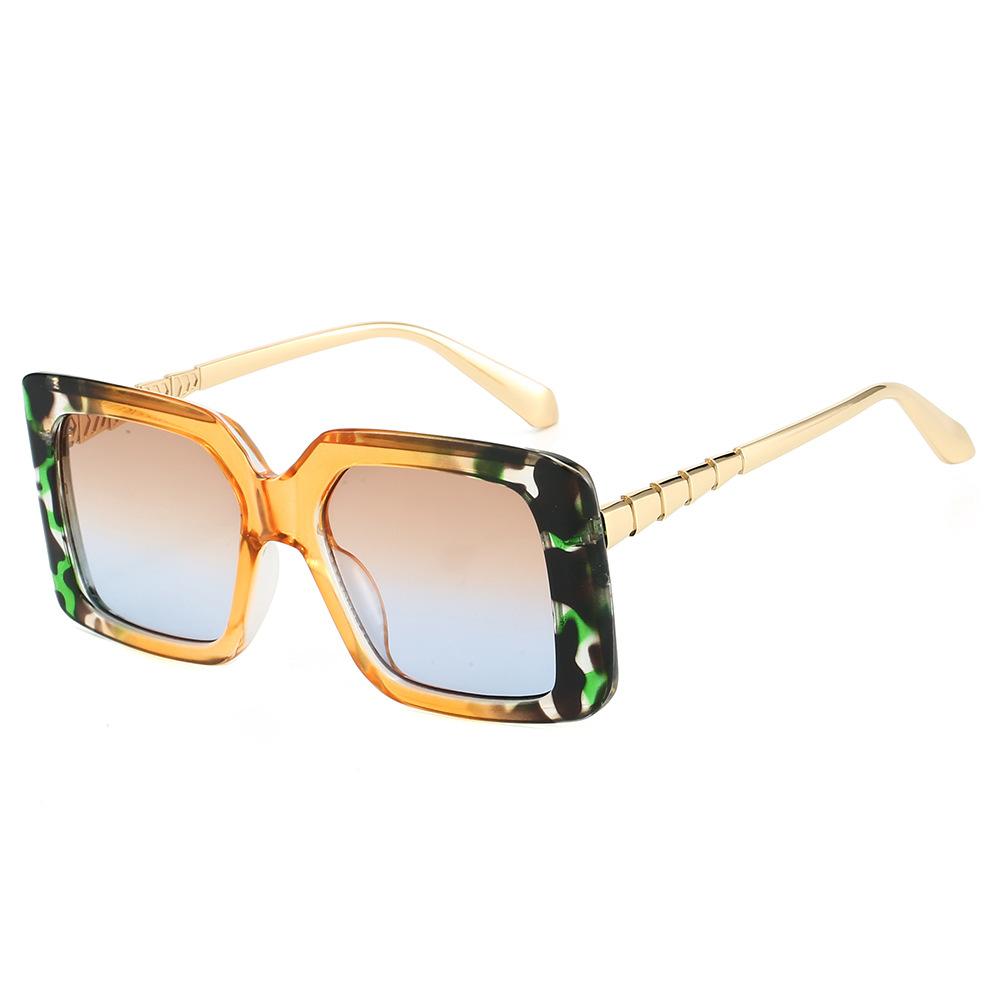 JYL Oversized Square Sunglasses UV400 Gradient Green-Yellow Unisex Punk / 3244