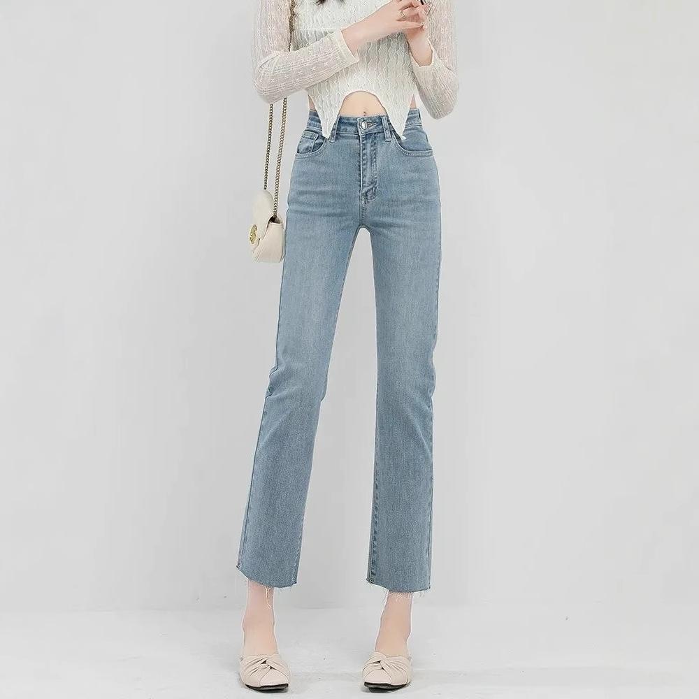 Women's Ultra-Thin Ice Silk High-Waist Light Jeans - Summer Petite Style