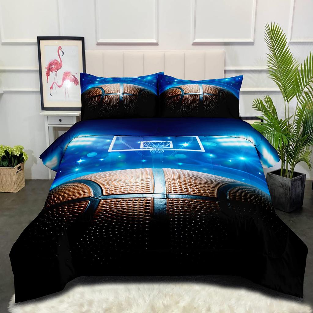 Basketball Duvet Cover Set King Size,Tie Dye Bedding Set 3Pcs For Kids Teens Room,Ball Sports Game Watercolor Comforter Cover