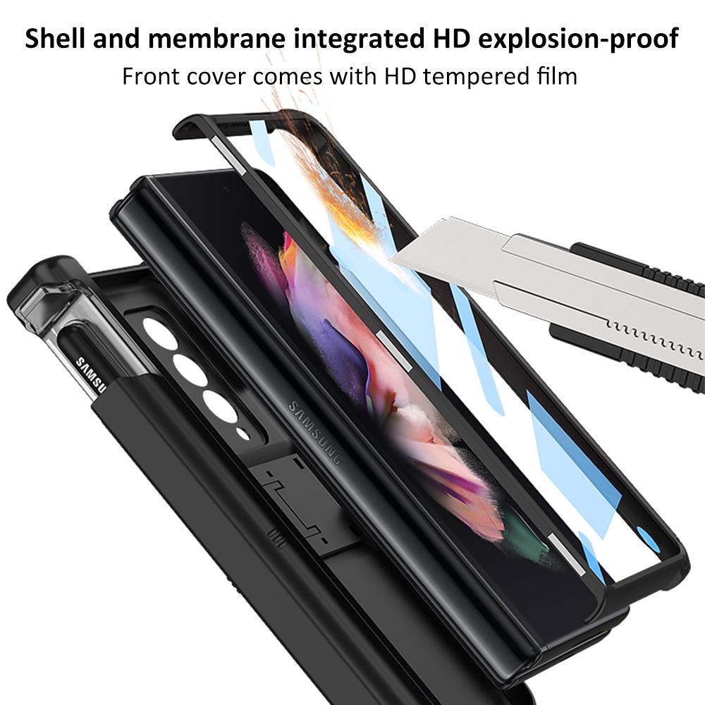Voller Schutz Bildschirm Glas Film Abdeckung Fall Für Samsung Galaxy Z Fold 4 Fold3 Fold4 Falten 3 5g Zfold4 zfold3 Ständer Halter Coque