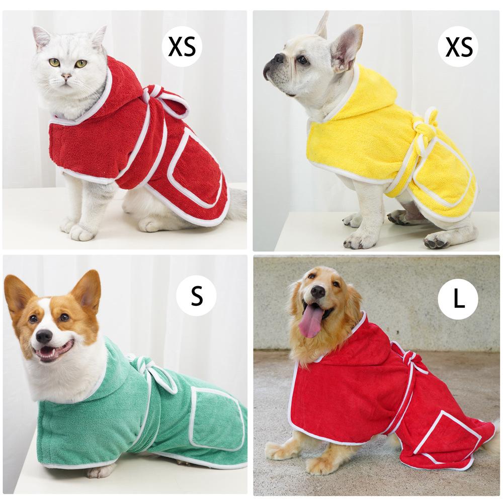 Towel bathrobe water-absorbing quick-drying hat cute dog clothes one size large dog bathrobe
