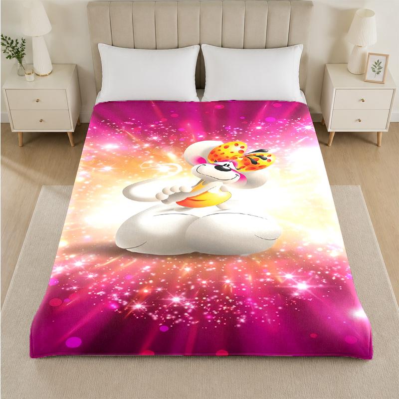 Coperta in Flanella con Stampa Diddl Calda e Accogliente Coperta Morbida in Peluche per Letto Divano Divano Uso Domestico Interno
