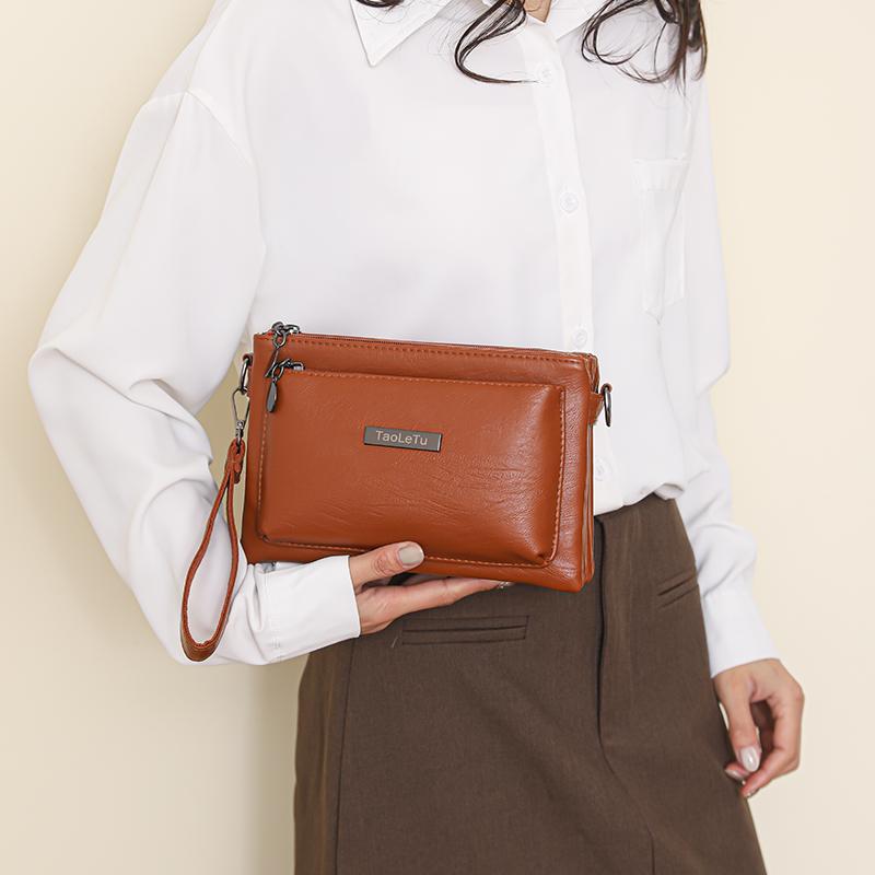 Multi-layer Handbag With Coin Purse Women's Crossbody Shoulder Bag Solid Color Envelope Bag