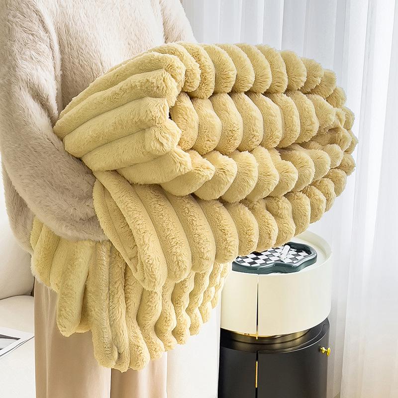 Double-Sided Plush Rabbit Winter Blanket - Soft Coral Fleece for Office, Sofa, or Bed