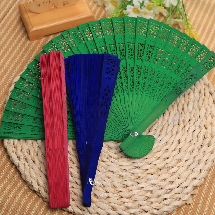 8-inch Colorful Scented Sandalwood Folding Fan - Imitation Sandalwood Gift Fan