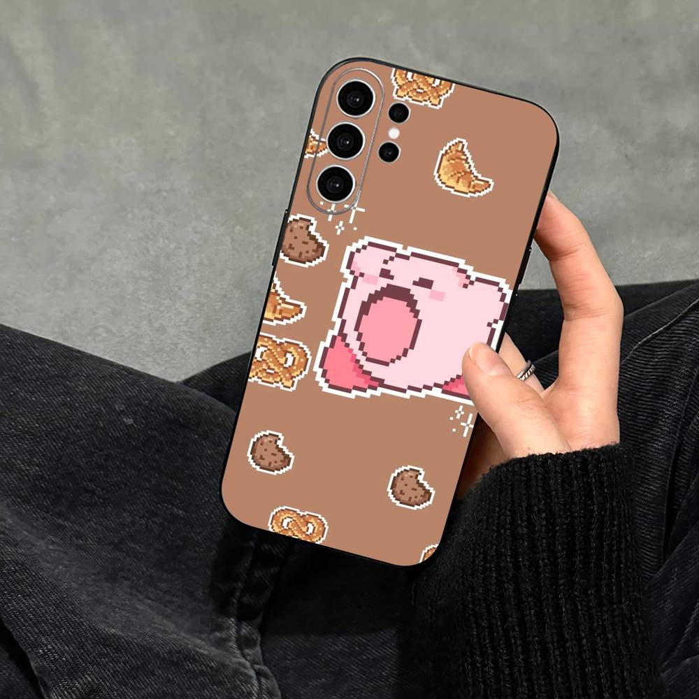 Cartoon Pink Pixel K-Kirbys-KK Phone Case For Samsung S25,S24,S21,S22,S23,S30,Ultra,S20,Plus,Fe,Soft Silicone Black Cover