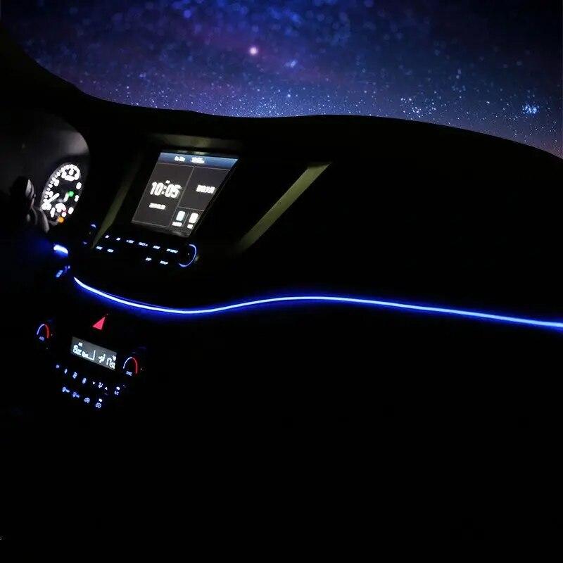 Car Interior LED Dashboard Atmosphere Light EL Wiring Neon Strip Ambient Lamp Decorative Blue Color for Hyundai Tucson 2015-