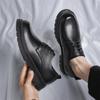 Mode Herrenleder Schuhe mit runder Zehenpartie Minimalistischer und vielseitiger Stil Party Hochzeit Outdoor Freizeit Business Herrenschuhe mit dicker Sohle