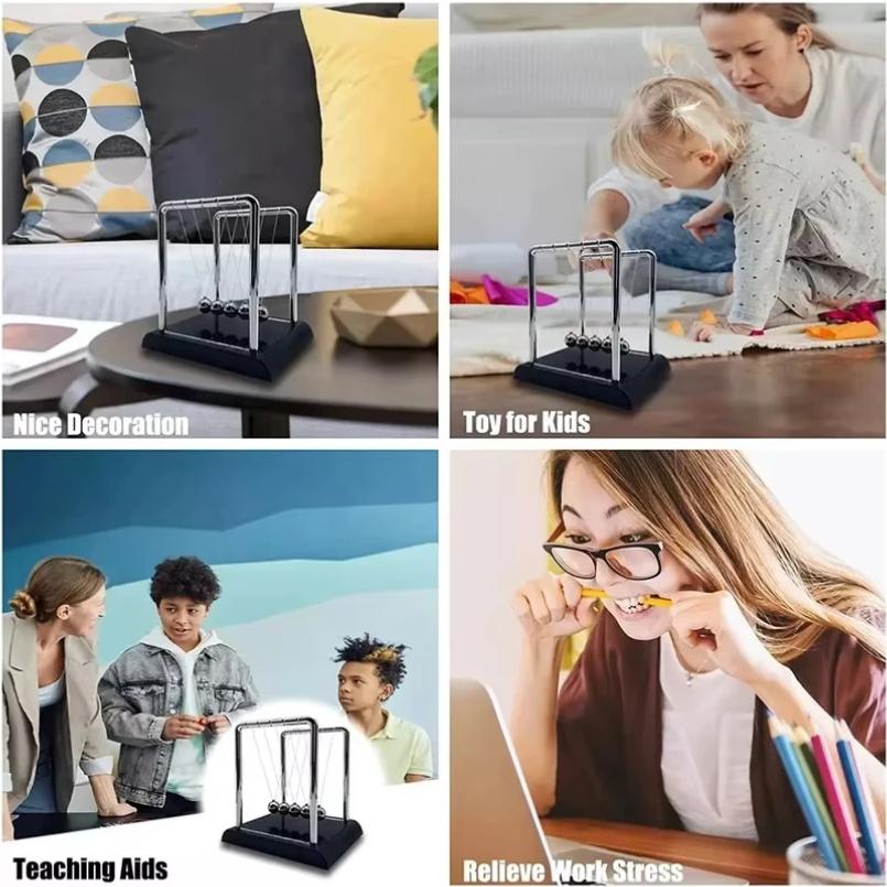 Newton'S Cradle Balance Steel Ball Desk Toy Gift Gravity Pendulum Teaching Supplies Physics Science Metal Home Office Decoration