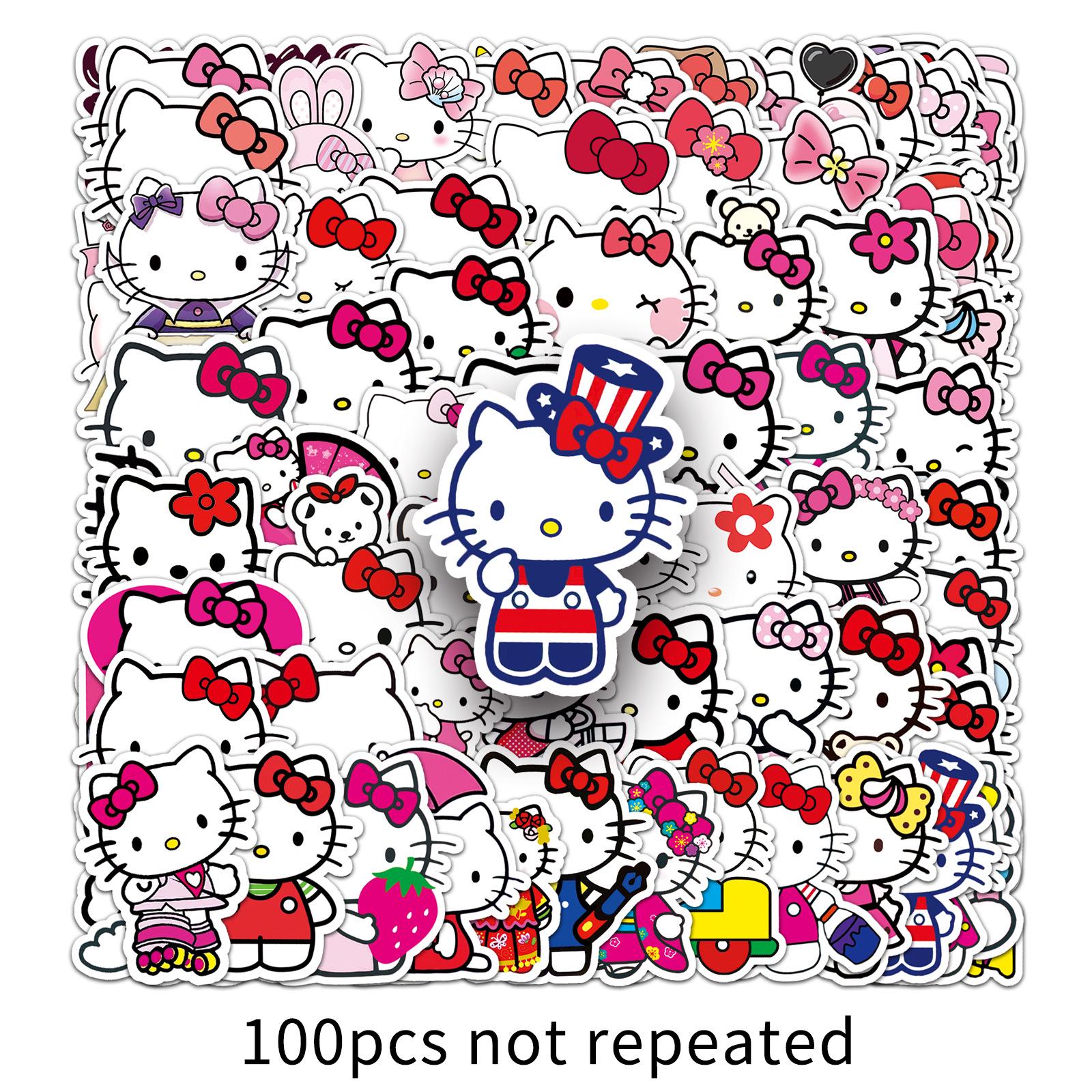 

100 Sanrio Hello Kitty Waterproof Stickers - Cute Decorative Designs for Mobile Phones