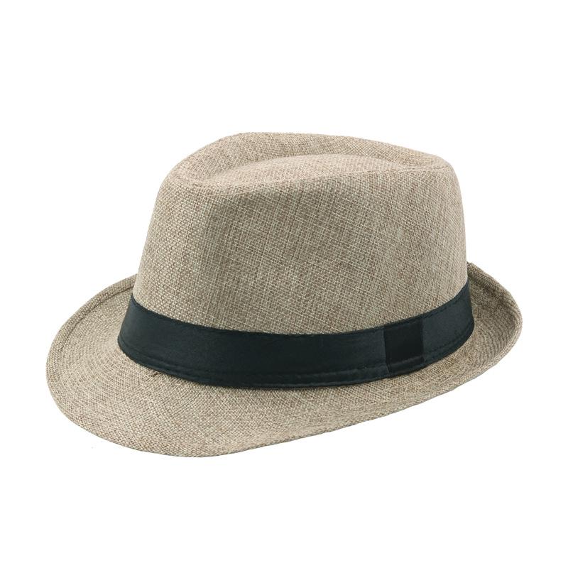 Men's Summer Straw Fedora Sun Hat - Outdoor Sunshade Beach Bowler Hat