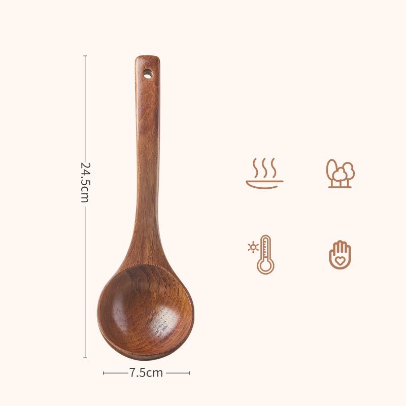 Natural Wood Tableware Spoon Utensils for Nonstick Cookware Handmade Cooking Spoons Dinnerware Sets Tableware Kitchen Tool