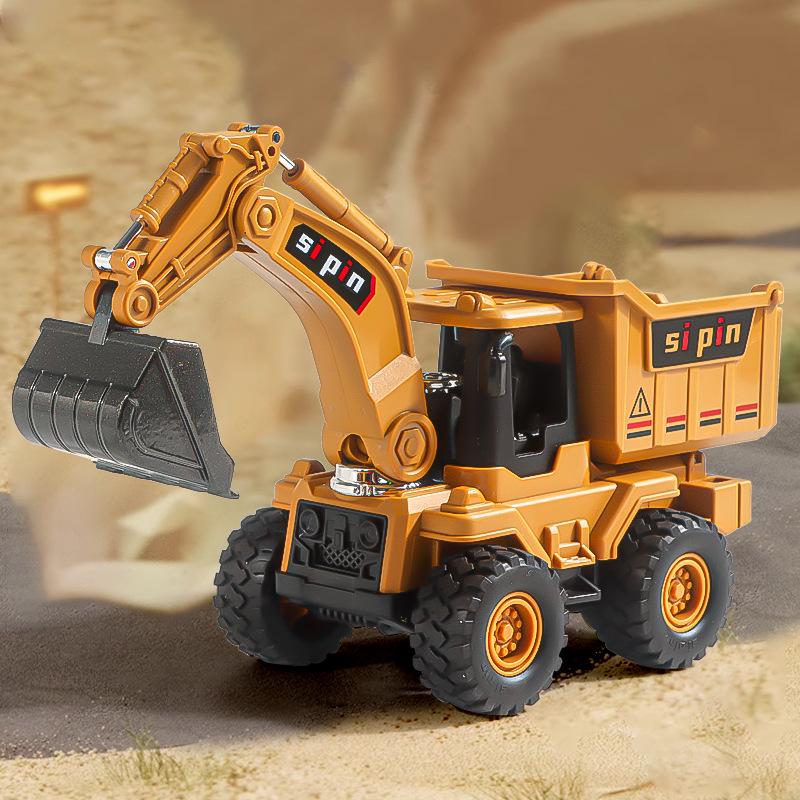 Eylemsizlik Mühendislik Aracı için Damperli Kova ve Forklift Durdurma Arabası Modeli ile Çocuk İtmeli Ekskavatör Oyuncağı.