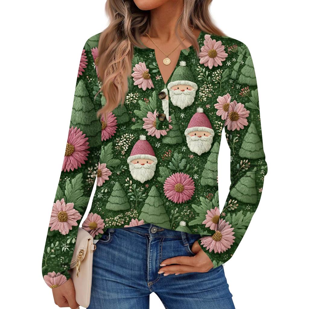 Women's Print Long Sleeve Shirts Elegant Casual Tops Trendy Shirts Tops