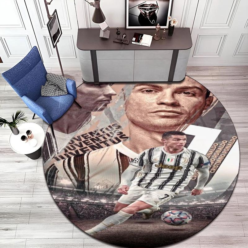 Former FC Barcelona player Cristiano Ronaldo plays for Al-Nassr FC round rug Home Soft Decorative Anti slip Table and Chair Carpet H18