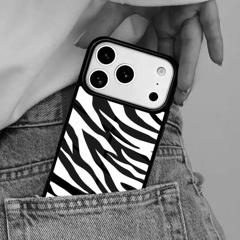 Zebra Print Clip Art Silicone Soft Side Phone Case for iPhone 17ProMax 12 13 14 15 16e 17 Pro Max Plus Air Cover