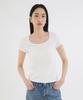 Siyajyu Sitp5201 Retro U-Neck Slim Short Sleeve Tee_Ivory