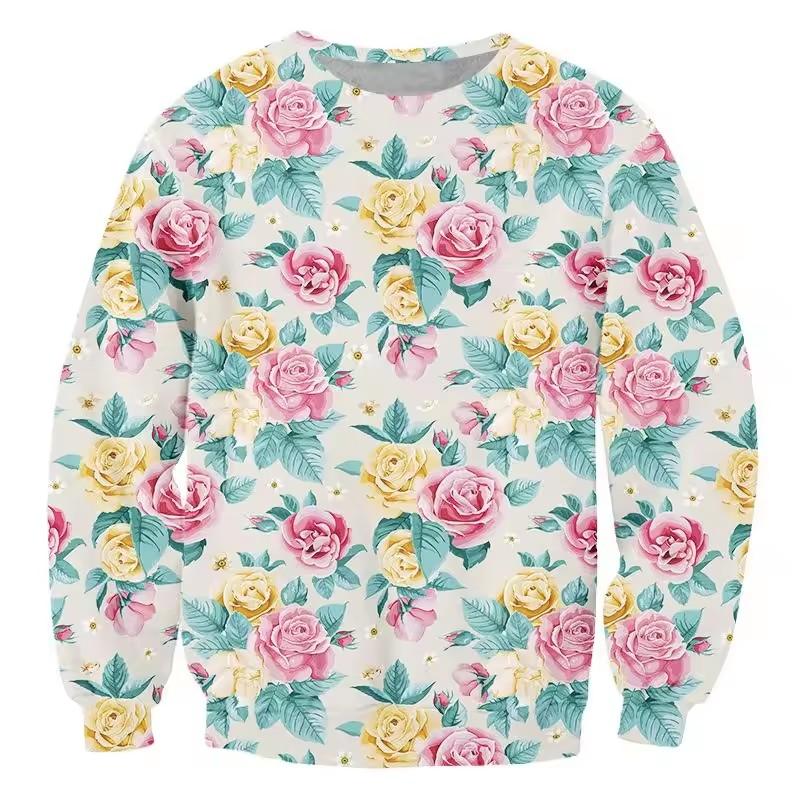 

3D Print Plants Flower Leaf Hoodie for Men Long Sleeve Sweatshirt Harajuku Fashion Round Neck Hoodie Spring Autumn Pullovers S