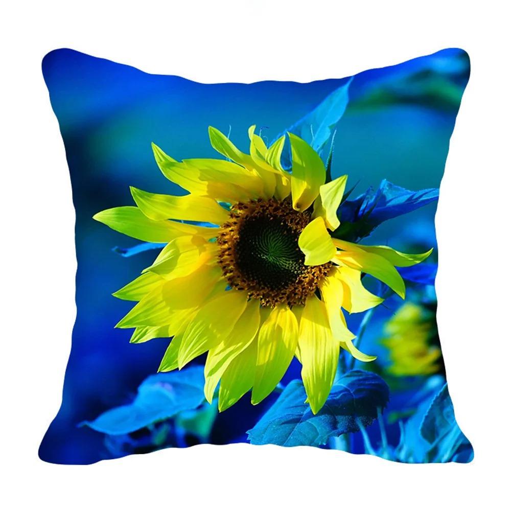 Sunflower Print Pillowcase Office Living Room Home Pillowcase Car Ornaments