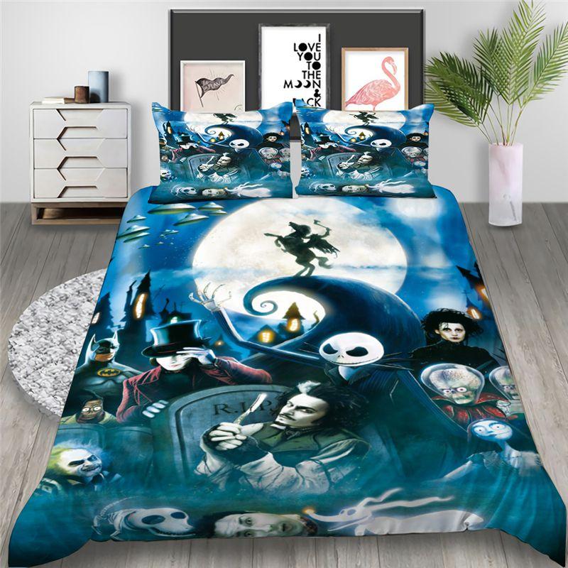 

Before The Nightmare Christmas Bedding Set Quilt Duvet Cover Pillowcase Eu Us Blue,EU-Single-2pcs-135*200cm