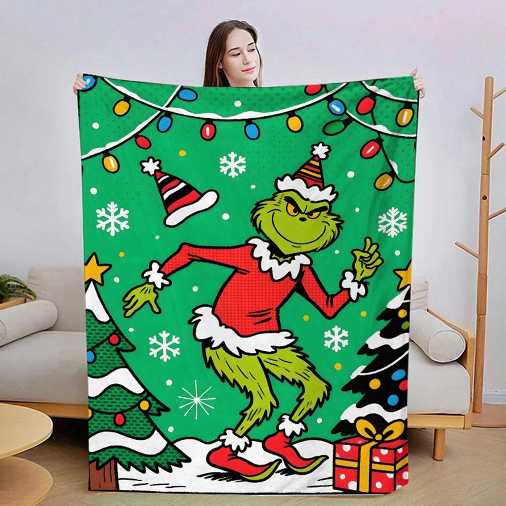 Flannel Blanket Digital Print For Midday Rest Blanket, Christmas Cartoon Air-conditioned Blanket.