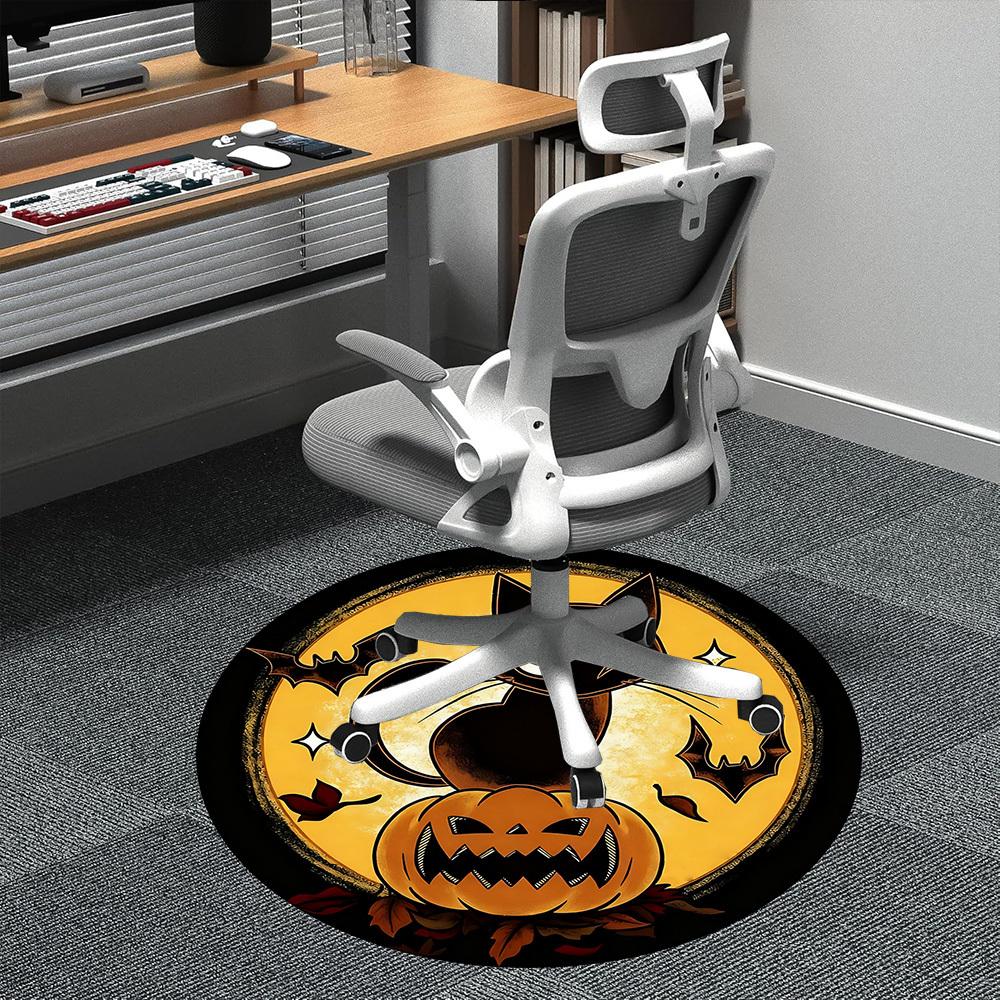 1PC Halloween Cat Office Round Area Rug,  Mat Suitable ForOffice, Under Office Chairs Bedroom Living Room Home Decor, Room Deco