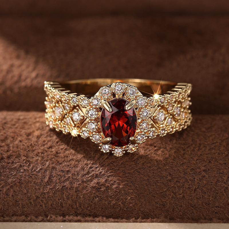 European and Korean Retro Light Luxury Personalized Ring Woman, Inlaid Zircon Fashion Single Ring, Literary and Exotic Jewelry