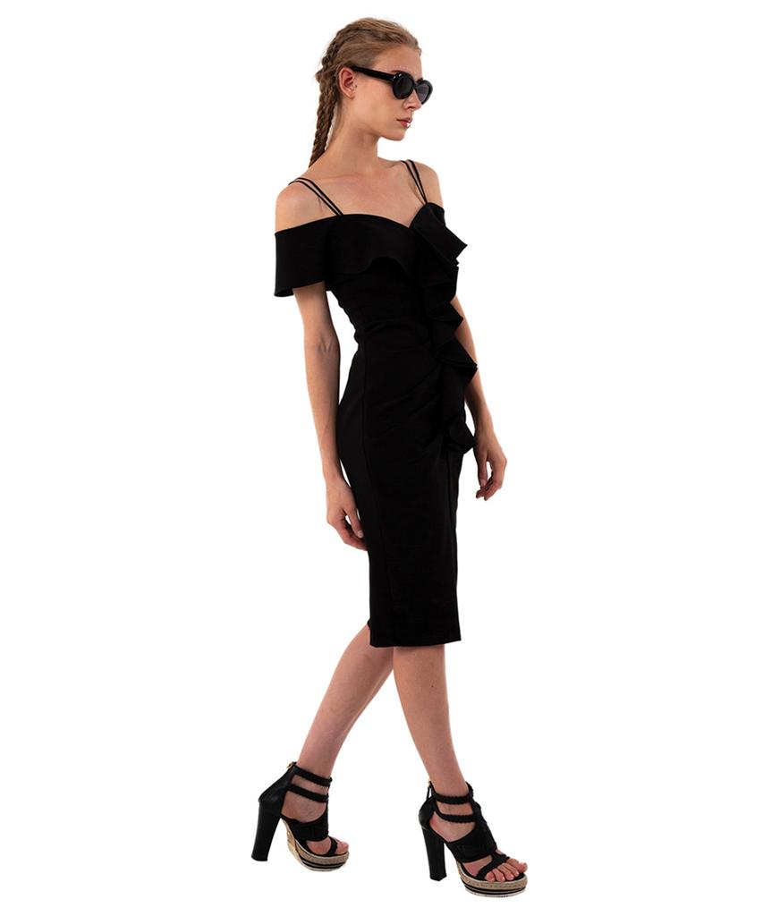 GREEDILOUS Black Ruffle Dress