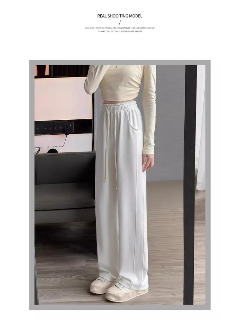 145 Narrow Women's High Waist Wide Leg Banana Sweatpants - New 2025 Petite Casual Straight Leg Pants.