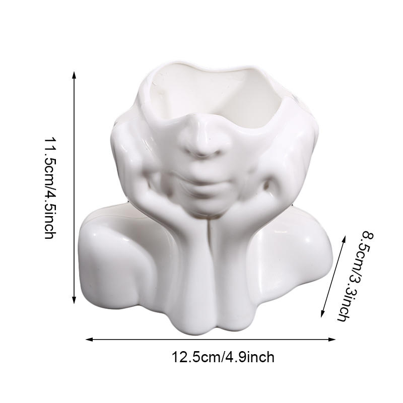 1Pc Cute Face Shaped Makeup Brush Holder Minimalist Art Vase for Eyebrow Pencils Desktop Decoration Home Organizer