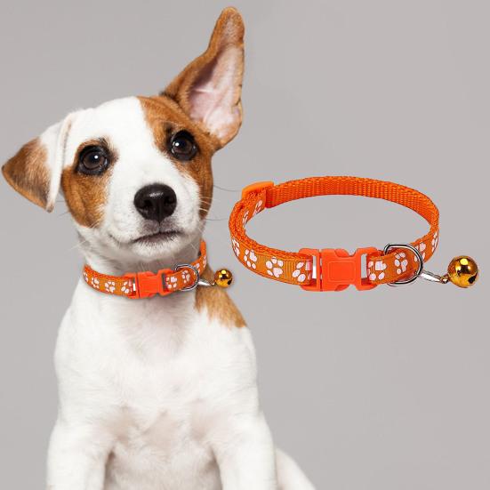 2Pcs Dog Collar Adjustable Buckle Design Exquisite with Bell Paw Pattern Pet Cat Dog Neck Circle Pet Supplies