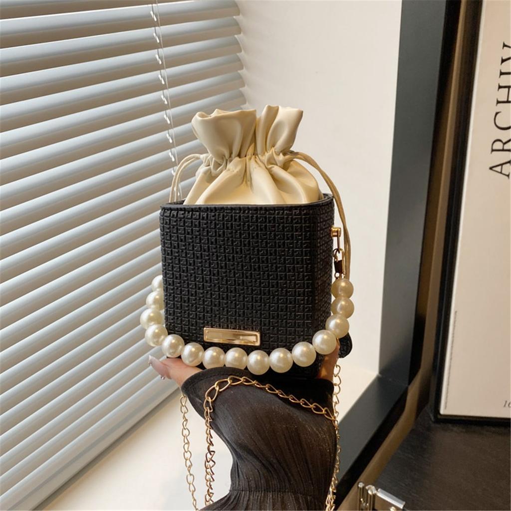 Trendy Small Bag Female Simple Crossbody Bag Chain Simple Drawstring Fashion Shoulder Bag