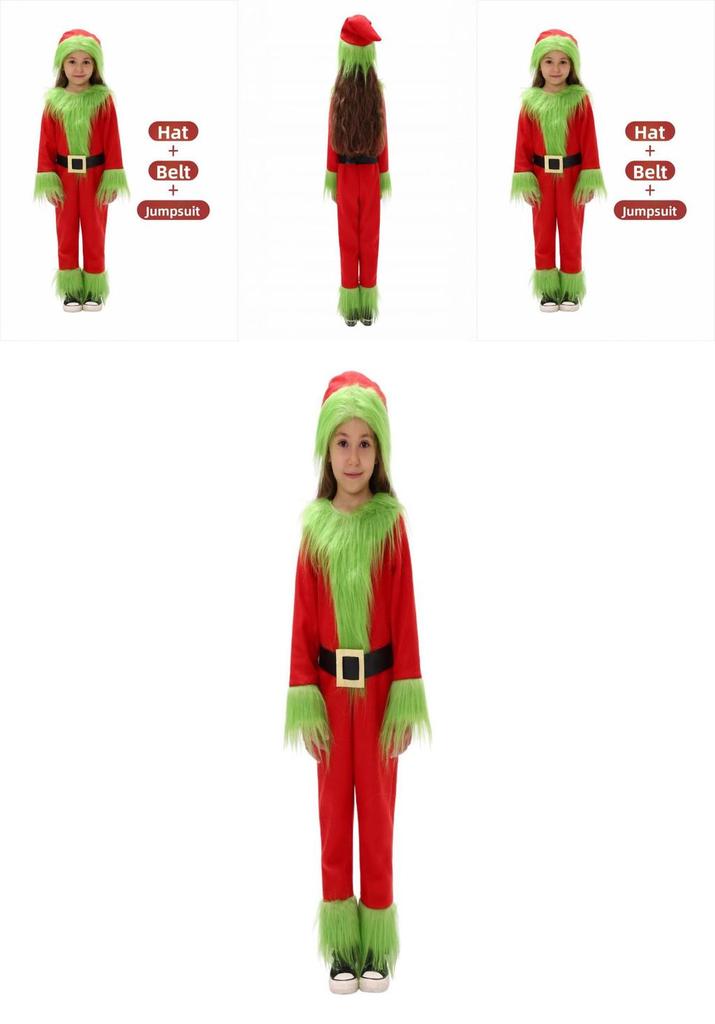 Grinch Weihnachtskostüm Für Kinder Mit Weichem Polyesterstoff Für Feiertagsaufführungen Perfekt