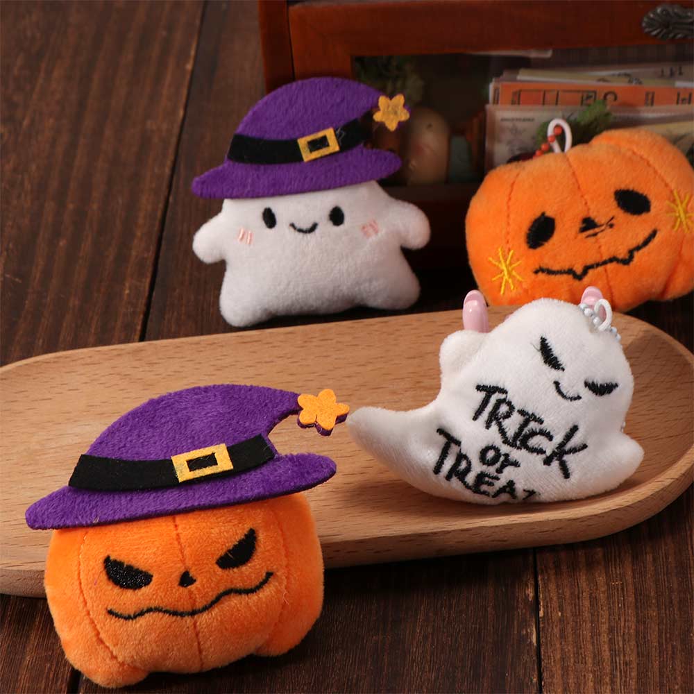 Funny Halloween Plush Keychain Pumpkin Head Bag Charm Cartoon Plush Pendant  Gift Giving