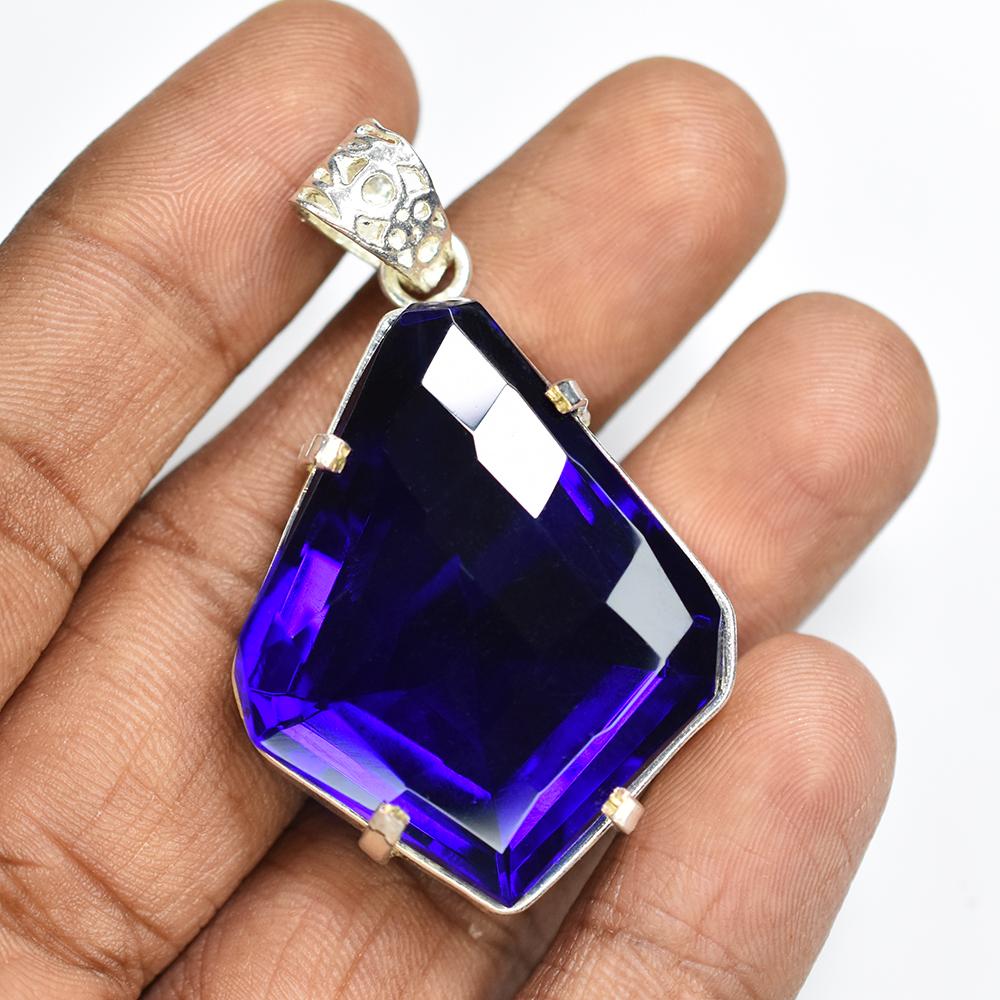 A+ Quality 87.5 Ct CERTIFIED Tanzanite 925 Sterling Silver Blue Fancy Pendant MY-PD-118-NS