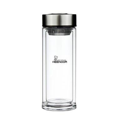 ZhiShi Double-Wall Borosilicate Glass Tea & Water Bottle with Lid