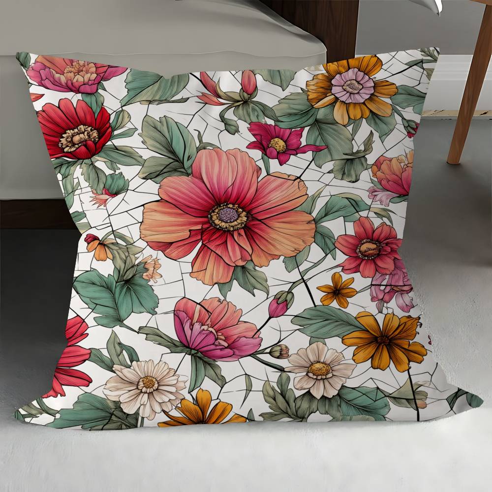 Elegant And Gentle Floral Print Cushion Cover Decorative Pillow Sofa Home Decor Case Pillow Cases