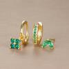 ZAKOL 3 Pairs Green Zirconia Hoop Earrings Set For Women Geometric Cartilage Piercing Earring Fashion Zircon
