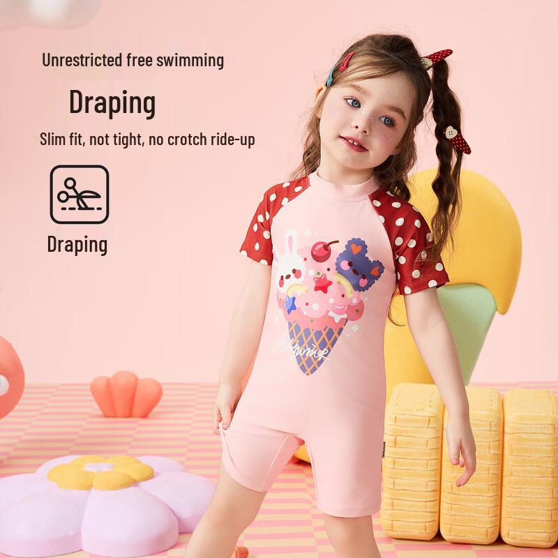 ASK JUNIOR Girls Short-Sleeve One-Piece Swimsuit 130