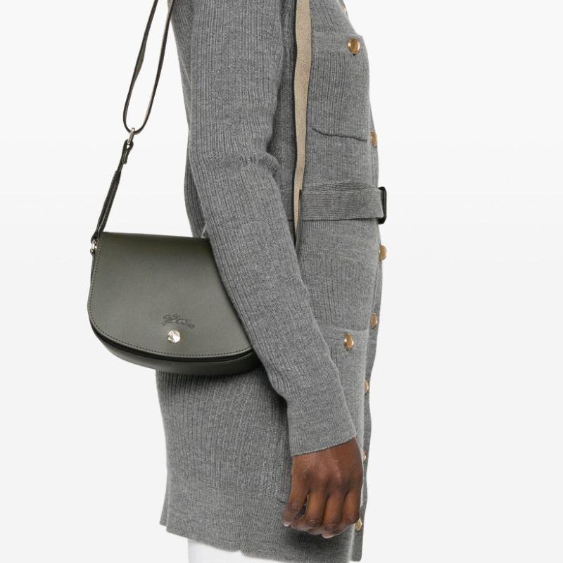Longchamp Épure Logo Embossed Snap Closure Crossbody Shoulder Bag Small Women Bags Gray-Brown 10253HFY892