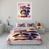 Adorable raccoon with pink background Bedding Set for Kids Luxury Gift 3pcs Digital Print Comforter Set Soft Comfortable