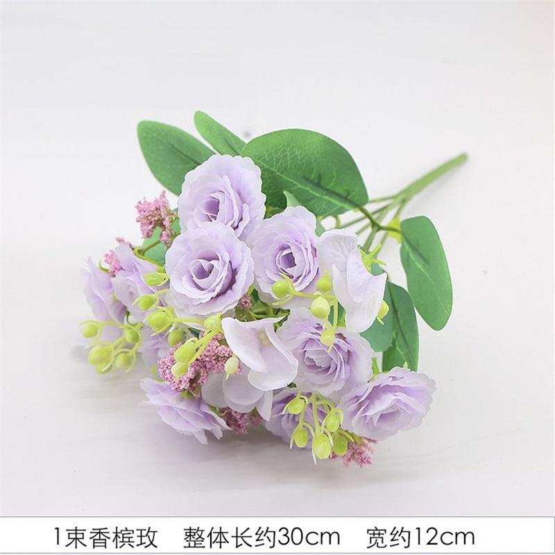 Home Rose Artificial Flower Arrangement Decoration - Fake Flower Tablecloth Floral Art Potted Plant Living Room Decoration Piece as the picture