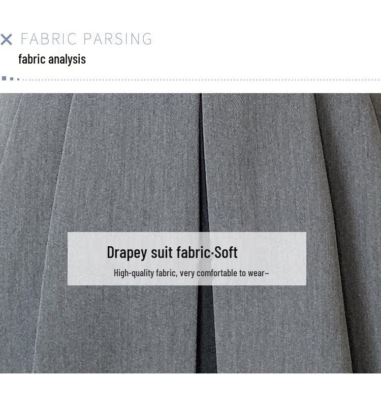 2025 Gray High-Waisted Academy Style Petite Pleated Summer Skirt
